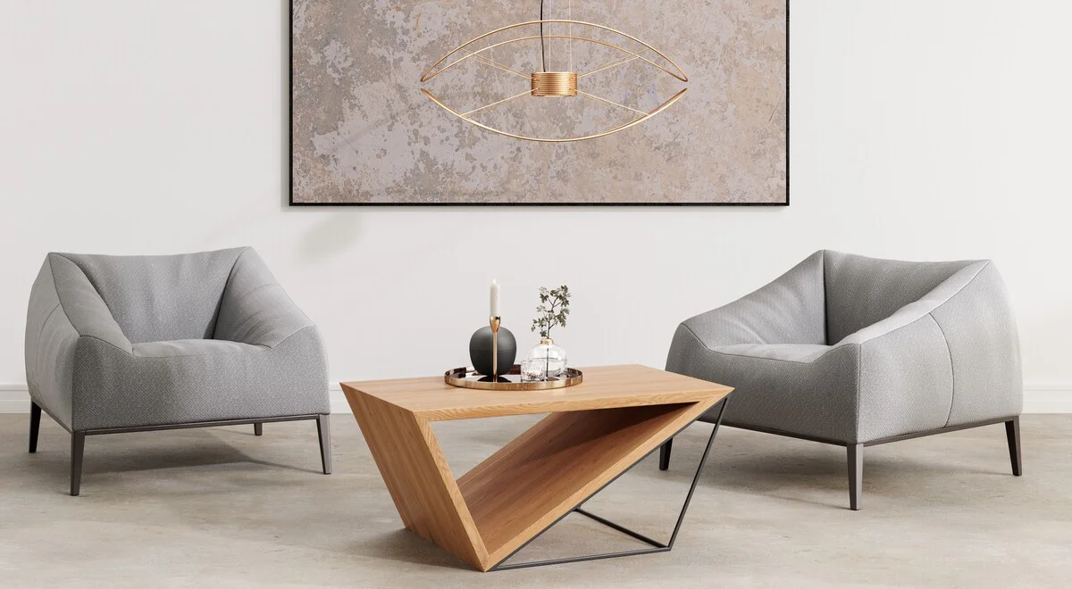 Void-Couchtisch aus massivem Holz
