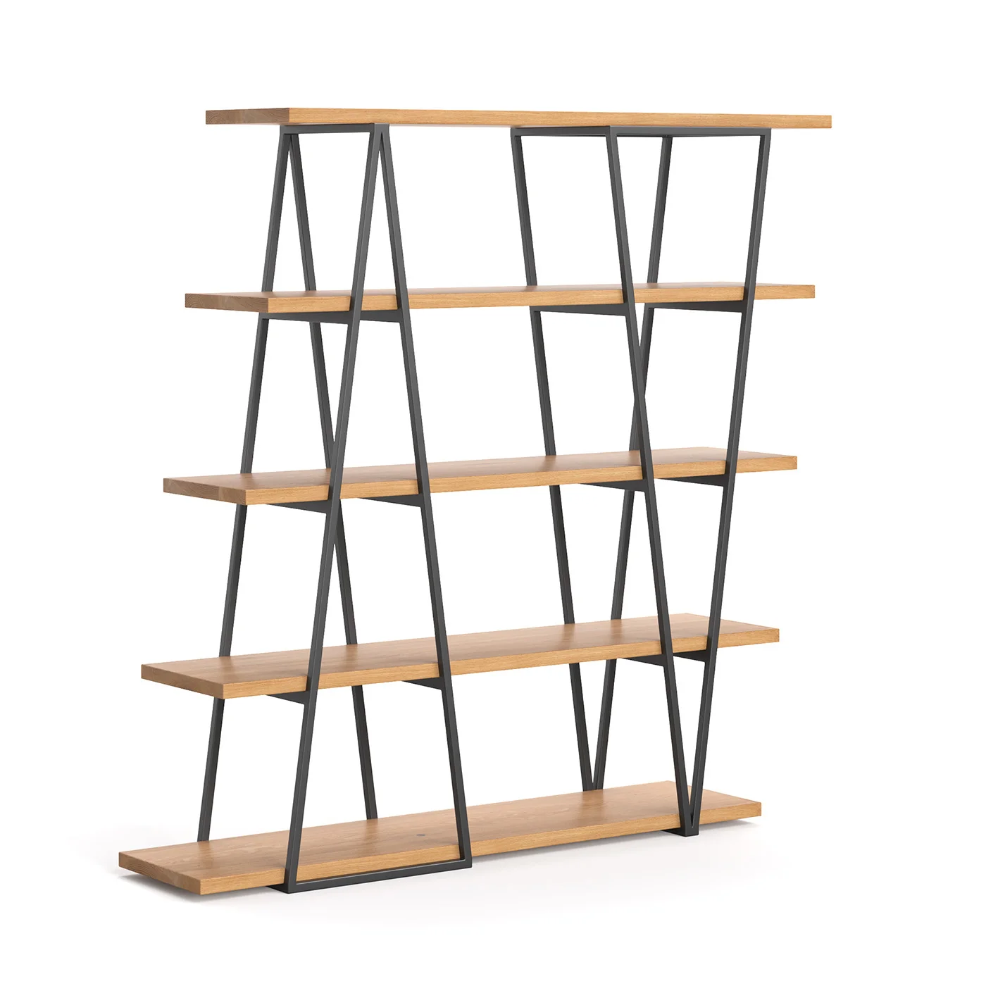 Industrielles Tilt-Bücherregal aus massivem Holz
