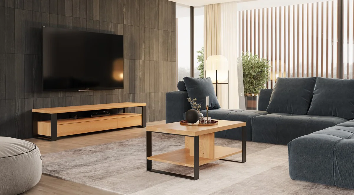 TV-Horizon-Schrank aus massivem Holz